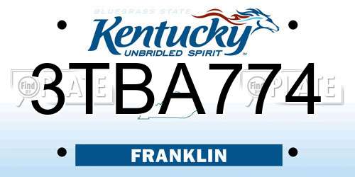 3TBA774 Kentucky License Plate