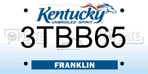 3TBB65 Kentucky License Plate