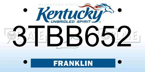 3TBB652 Kentucky License Plate