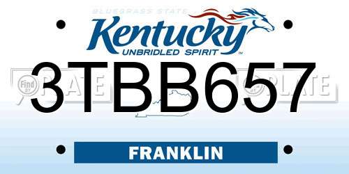 3TBB657 Kentucky License Plate