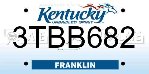 3TBB682 Kentucky License Plate