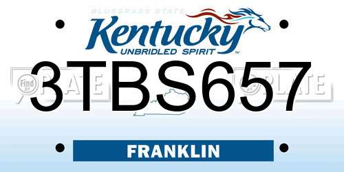 3TBS657 Kentucky License Plate
