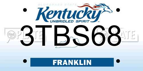 3TBS68 Kentucky License Plate