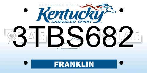 3TBS682 Kentucky License Plate