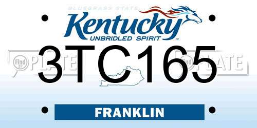3TC165 Kentucky License Plate