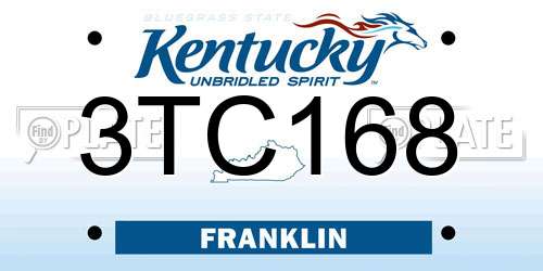 3TC168 Kentucky License Plate