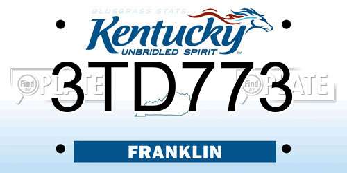 3TD773 Kentucky License Plate