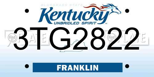3TG2822 Kentucky License Plate