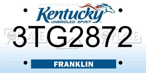 3TG2872 Kentucky License Plate