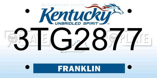 3TG2877 Kentucky License Plate