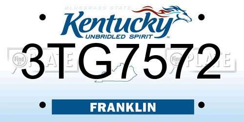 3TG7572 Kentucky License Plate