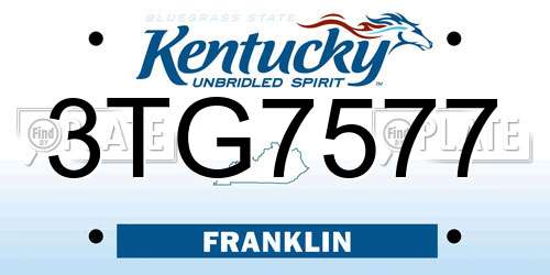 3TG7577 Kentucky License Plate