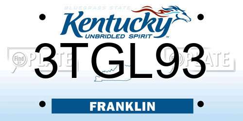 3TGL93 Kentucky License Plate