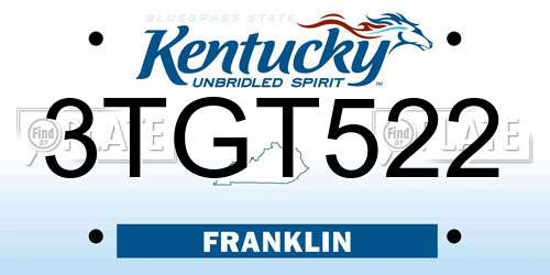 3TGT522 Kentucky License Plate