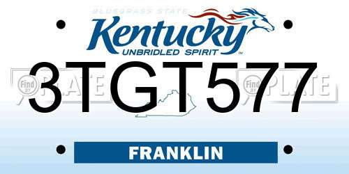 3TGT577 Kentucky License Plate