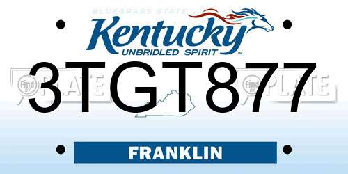 3TGT877 Kentucky License Plate
