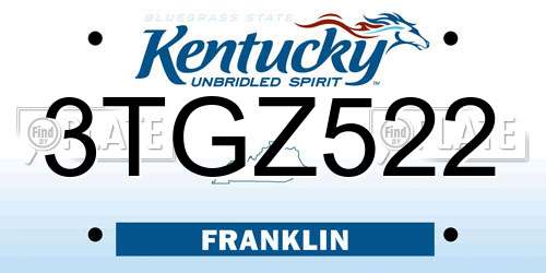 3TGZ522 Kentucky License Plate