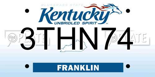 3THN74 Kentucky License Plate