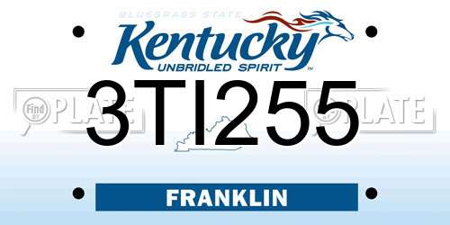 3TI255 Kentucky License Plate