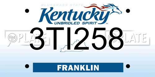 3TI258 Kentucky License Plate