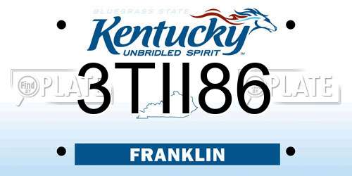 3TII86 Kentucky License Plate