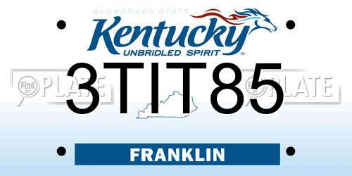 3TIT85 Kentucky License Plate