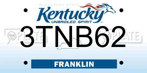 3TNB62 Kentucky License Plate