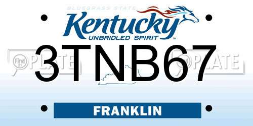 3TNB67 Kentucky License Plate