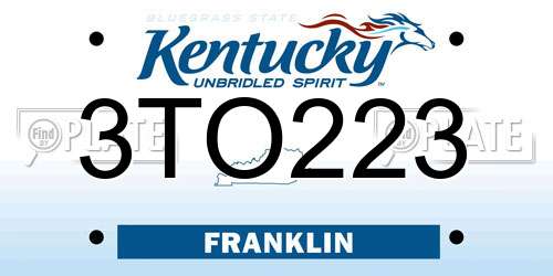3TO223 Kentucky License Plate