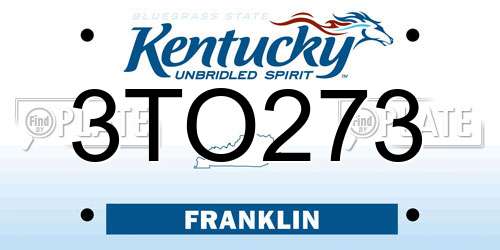 3TO273 Kentucky License Plate