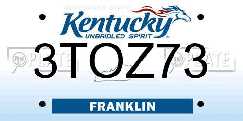 3TOZ73 Kentucky License Plate
