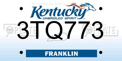 3TQ773 Kentucky License Plate