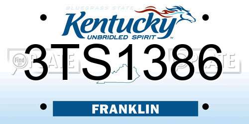 3TS1386 Kentucky License Plate