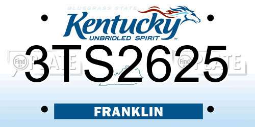3TS2625 Kentucky License Plate