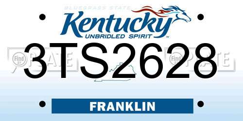 3TS2628 Kentucky License Plate