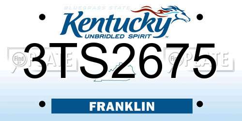 3TS2675 Kentucky License Plate