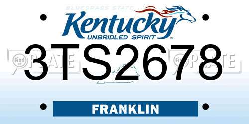 3TS2678 Kentucky License Plate