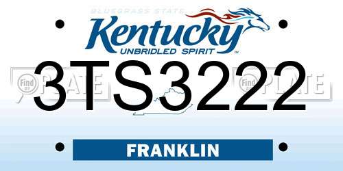 3TS3222 Kentucky License Plate