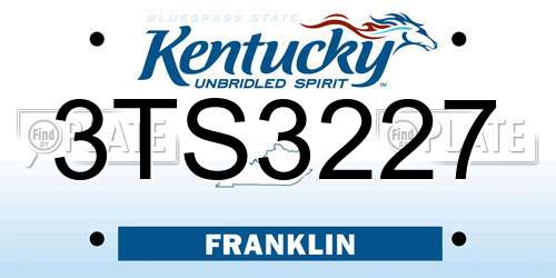 3TS3227 Kentucky License Plate