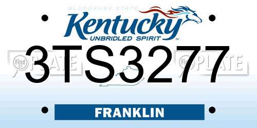 3TS3277 Kentucky License Plate