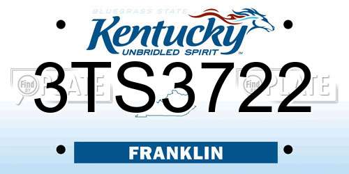 3TS3722 Kentucky License Plate