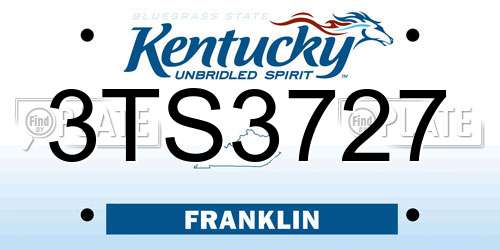 3TS3727 Kentucky License Plate