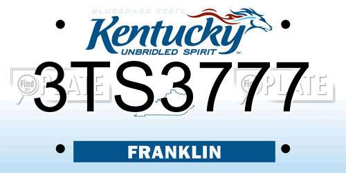 3TS3777 Kentucky License Plate