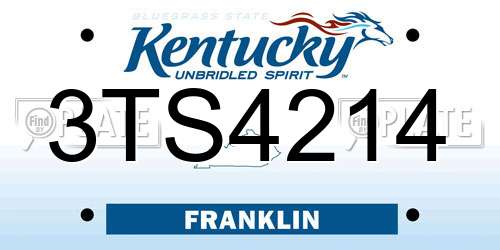 3TS4214 Kentucky License Plate