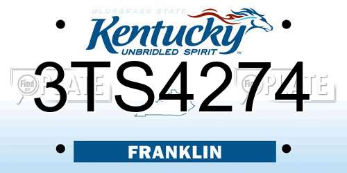 3TS4274 Kentucky License Plate
