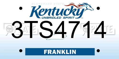 3TS4714 Kentucky License Plate