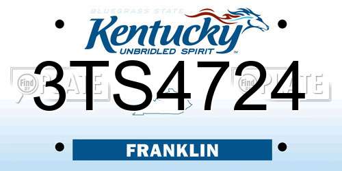 3TS4724 Kentucky License Plate