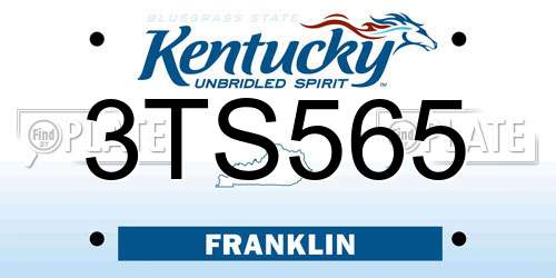 3TS565 Kentucky License Plate