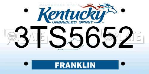 3TS5652 Kentucky License Plate