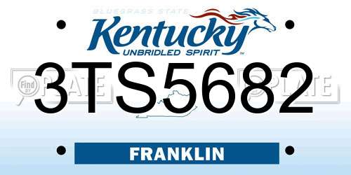 3TS5682 Kentucky License Plate